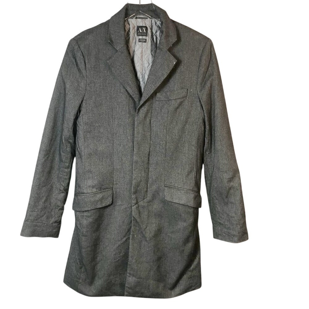 Armani Exchange Quilted Gray Midi Trench Coat Women's Size XS‎